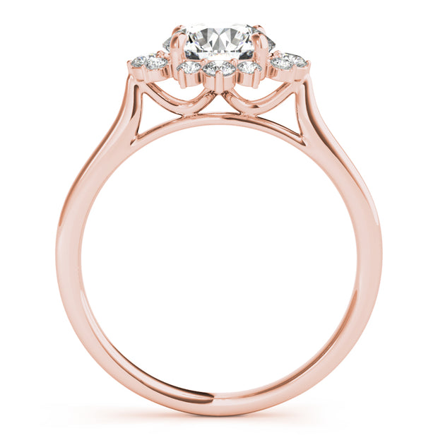 18K Rose Gold 1 1/5 ct tw Halo Diamond Engagement Ring