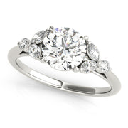 Round Diamond Engagement Ring with Marquise Accents