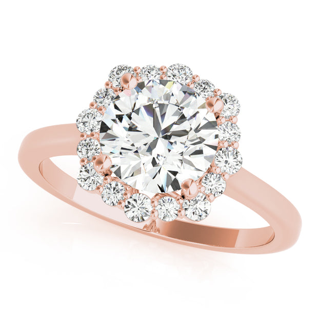 14K Rose Gold 1 1/5 ct tw Halo Diamond Engagement Ring