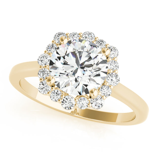 14K Yellow Gold 1 1/5 ct tw Halo Diamond Engagement Ring