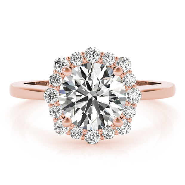 14K Rose Gold 1 1/5 ct tw Halo Diamond Engagement Ring