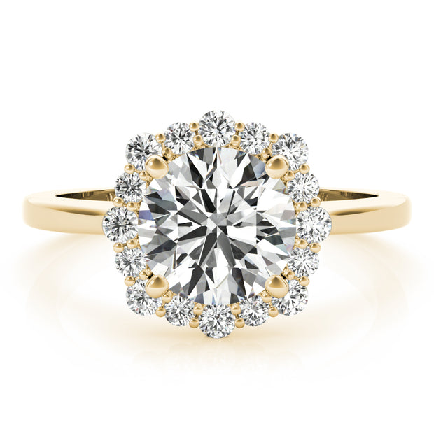 18K Yellow Gold 1 1/5 ct tw Halo Diamond Engagement Ring