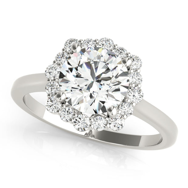 14K White Gold 1 1/5 ct tw Halo Diamond Engagement Ring