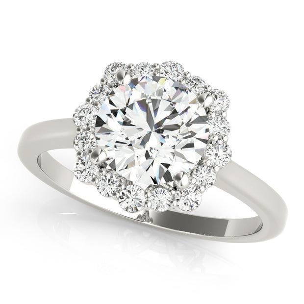 14K White Gold 1 1/5 ct tw Halo Diamond Engagement Ring