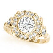 18K Yellow Gold 1 1/3 ct tw Halo Diamond Engagement Ring