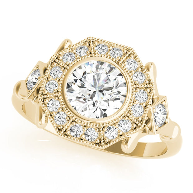 18K Yellow Gold 1 1/3 ct tw Halo Diamond Engagement Ring