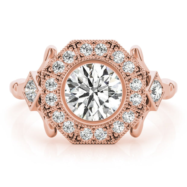 18K Rose Gold 1 1/3 ct tw Halo Diamond Engagement Ring