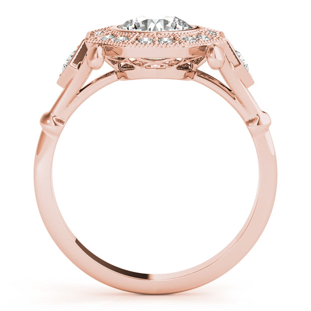14K Rose Gold 1 1/3 ct tw Halo Diamond Engagement Ring