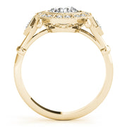 18K Yellow Gold 1 1/3 ct tw Halo Diamond Engagement Ring