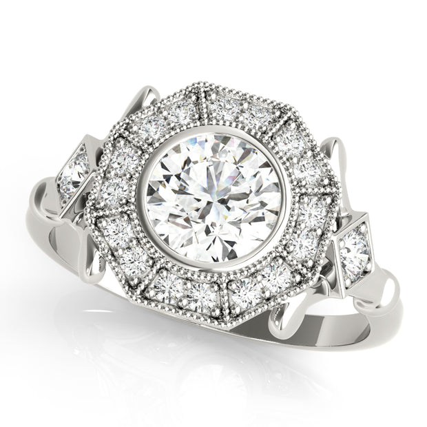 Premium Round Diamond Halo Engagement Ring