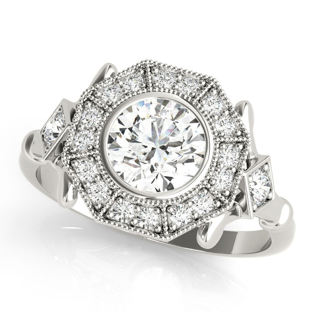 18K White Gold 1 1/3 ct tw Halo Diamond Engagement Ring