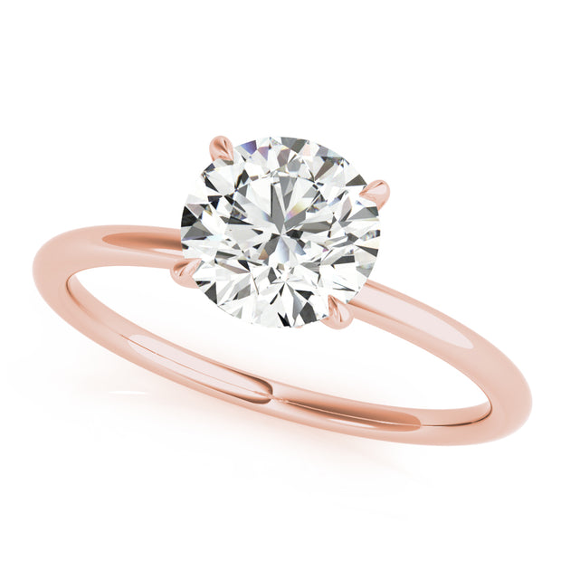 14K Rose Gold Round Diamond Halo Engagement Ring