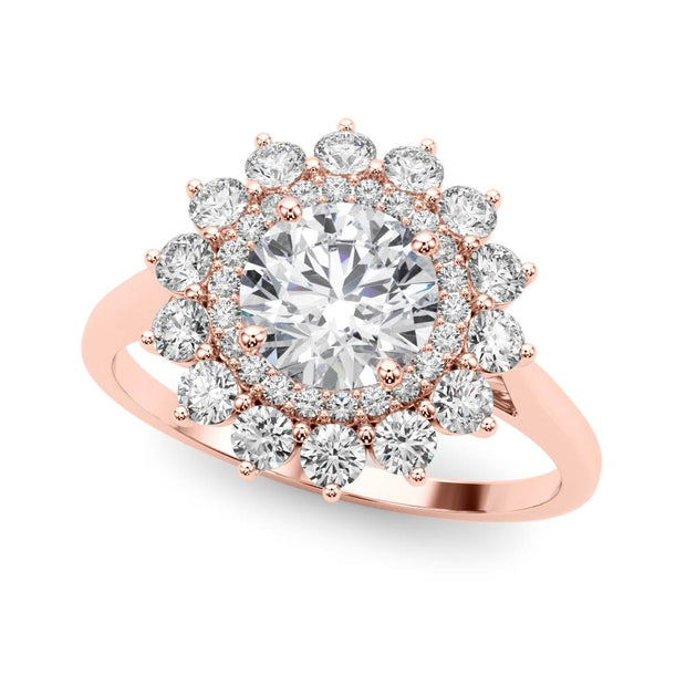 14K Rose Gold 1 5/8 ct tw Halo Diamond Engagement Ring