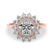 18K Rose Gold 1 5/8 ct tw Halo Diamond Engagement Ring