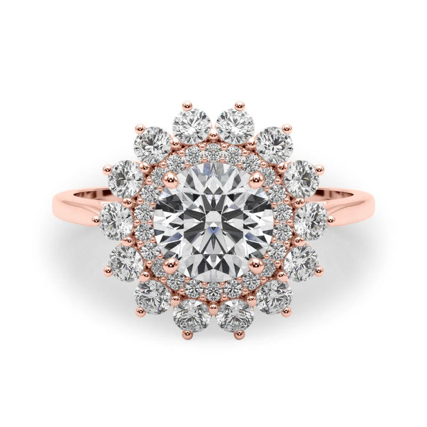 18K Rose Gold 1 5/8 ct tw Halo Diamond Engagement Ring