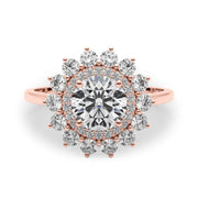 14K Rose Gold 1 5/8 ct tw Halo Diamond Engagement Ring