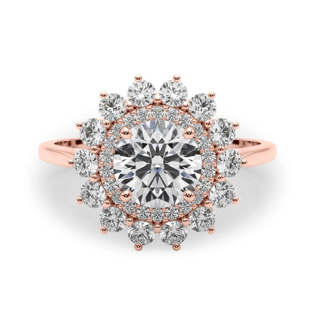 14K Rose Gold 1 5/8 ct tw Halo Diamond Engagement Ring