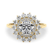 18K Yellow Gold 1 5/8 ct tw Halo Diamond Engagement Ring