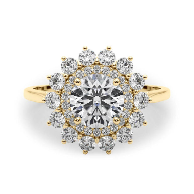18K Yellow Gold 1 5/8 ct tw Halo Diamond Engagement Ring