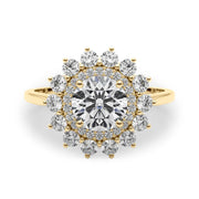 14K Yellow Gold 1 5/8 ct tw Halo Diamond Engagement Ring