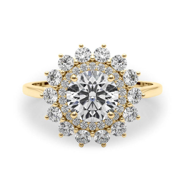 14K Yellow Gold 1 5/8 ct tw Halo Diamond Engagement Ring