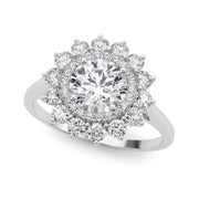 18K White Gold 1 5/8 ct tw Halo Diamond Engagement Ring