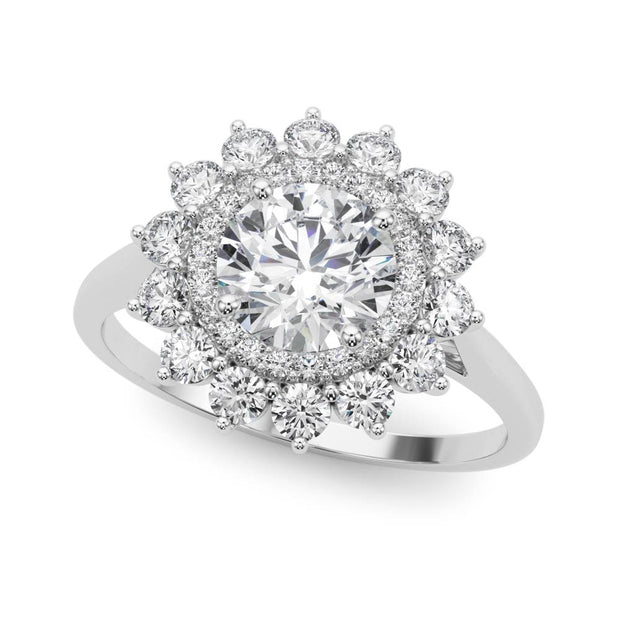 18K White Gold 1 5/8 ct tw Halo Diamond Engagement Ring