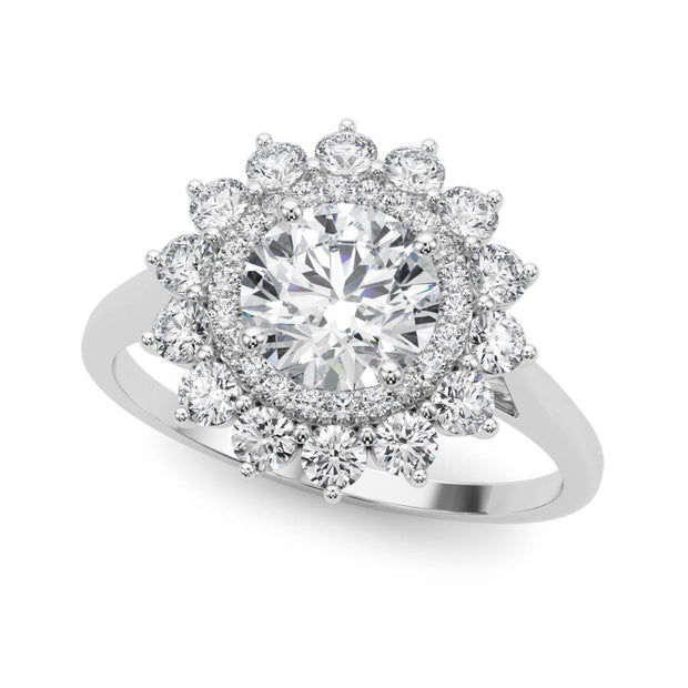 Round Diamond Halo Engagement Ring in Premium Setting