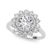Platinum 1 5/8 ct tw Halo Diamond Engagement Ring
