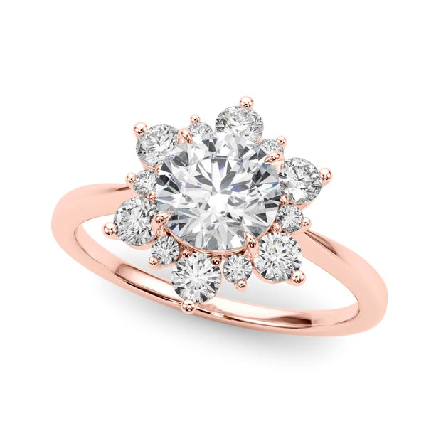 18K Rose Gold 1 1/2 ct tw Halo Diamond Engagement Ring