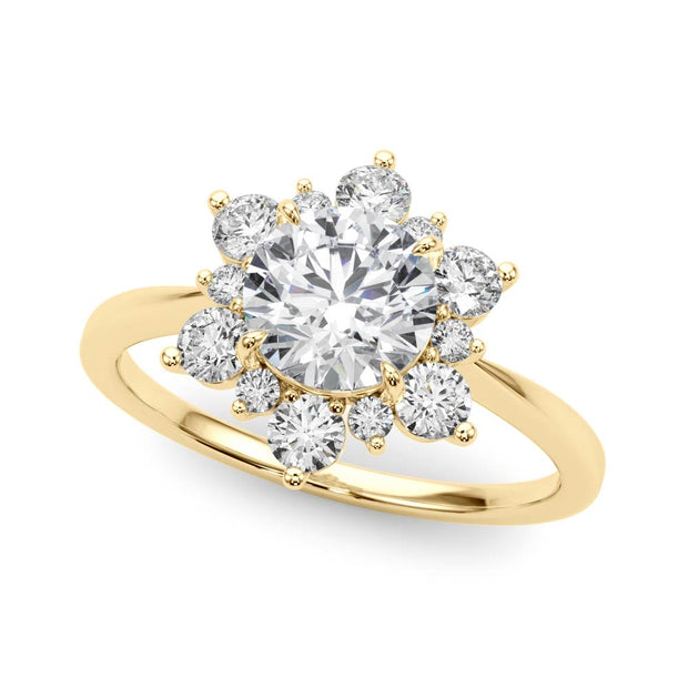 18K Yellow Gold 1 1/2 ct tw Halo Diamond Engagement Ring