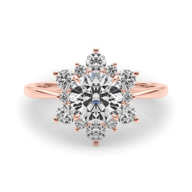 14K Rose Gold 1 1/2 ct tw Halo Diamond Engagement Ring
