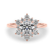18K Rose Gold 1 1/2 ct tw Halo Diamond Engagement Ring