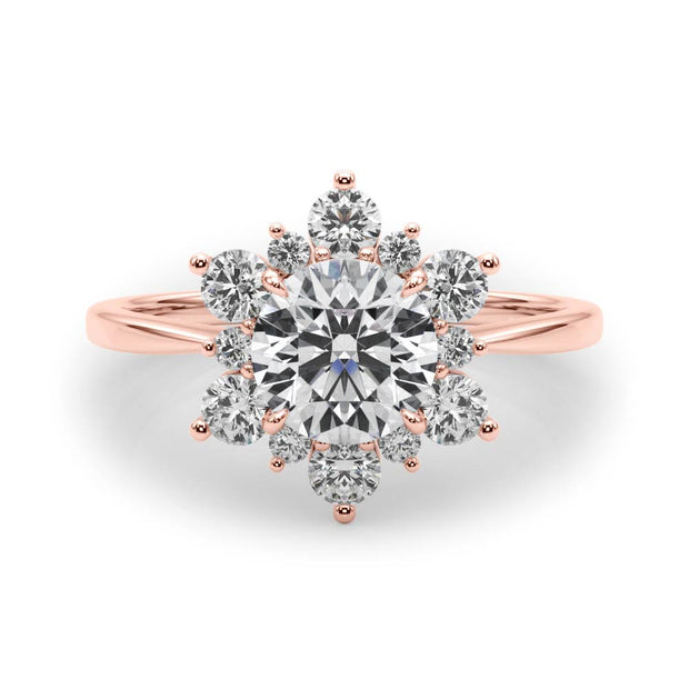 18K Rose Gold 1 1/2 ct tw Halo Diamond Engagement Ring