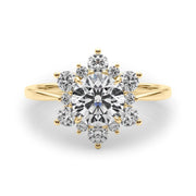 14K Yellow Gold 1 1/2 ct tw Halo Diamond Engagement Ring