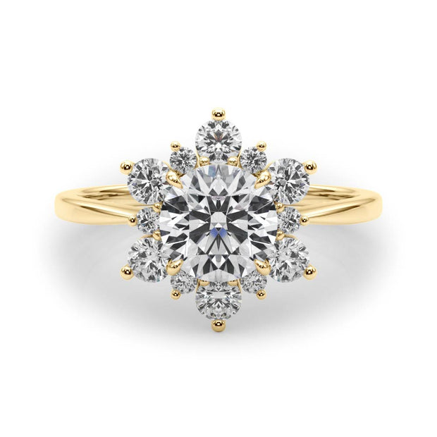 14K Yellow Gold 1 1/2 ct tw Halo Diamond Engagement Ring