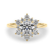 14K Yellow Gold 1 1/2 ct tw Halo Diamond Engagement Ring