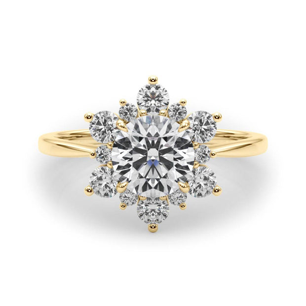 14K Yellow Gold 1 1/2 ct tw Halo Diamond Engagement Ring
