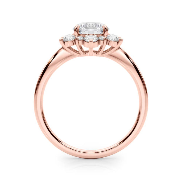 18K Rose Gold 1 1/2 ct tw Halo Diamond Engagement Ring