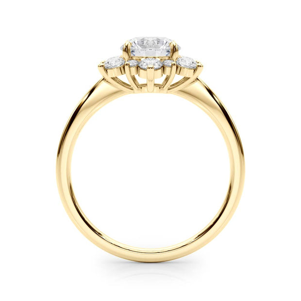 18K Yellow Gold 1 1/2 ct tw Halo Diamond Engagement Ring