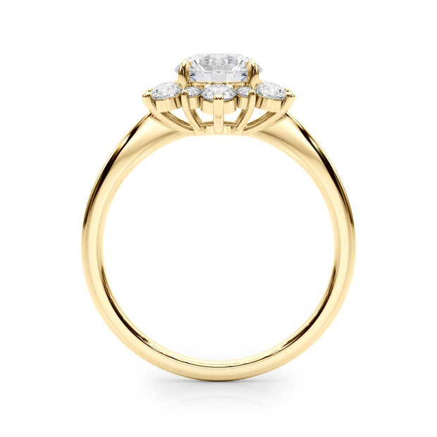 14K Yellow Gold 1 1/2 ct tw Halo Diamond Engagement Ring