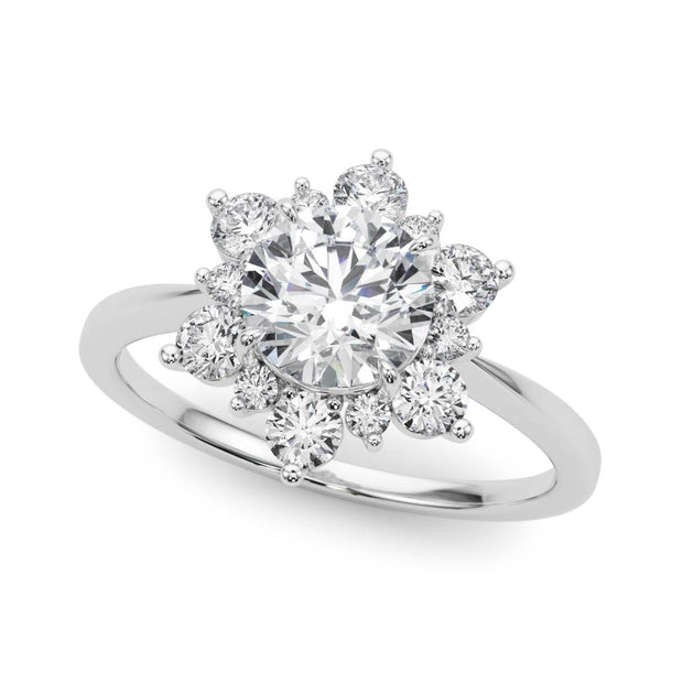 18K White Gold 1 1/2 ct tw Halo Diamond Engagement Ring