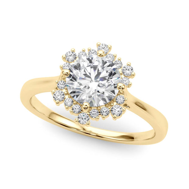 18K Yellow Gold 1 1/6 ct tw Halo Diamond Engagement Ring