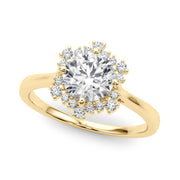 18K Yellow Gold 1ct Diamond Halo Engagement Ring