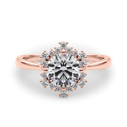 18K Rose Gold 1 1/6 ct tw Halo Diamond Engagement Ring