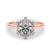 18K Rose Gold 1 1/6 ct tw Halo Diamond Engagement Ring