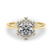 18K Yellow Gold 1 1/6 ct tw Halo Diamond Engagement Ring