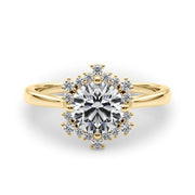 18K Yellow Gold 1 1/6 ct tw Halo Diamond Engagement Ring
