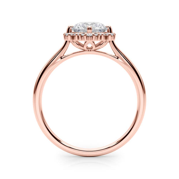 18K Rose Gold 1 1/6 ct tw Halo Diamond Engagement Ring
