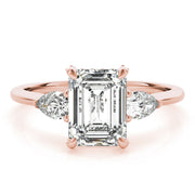 18K Rose Gold 1 1/2 ct tw Three Stone Diamond Engagement Ring